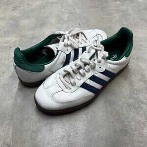 Adidas Samba OG Men's Size 9.5 White Navy Collegiate Green IH4882 - Used